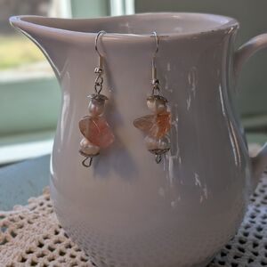Hand Crafted Silver and Peach Earrings